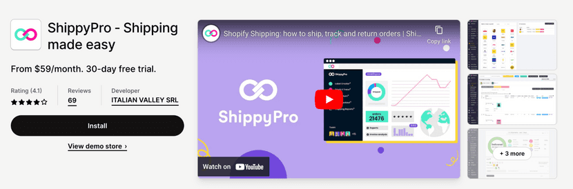Shippy Pro return portal shopify