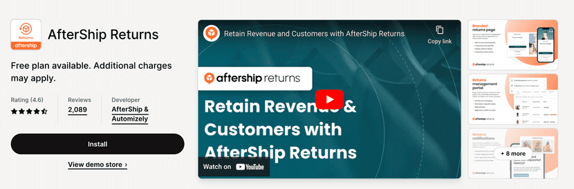 Aftership Retur App for Shopify