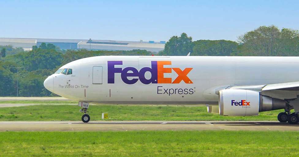 Shipping company Fedex deliveries by plane.