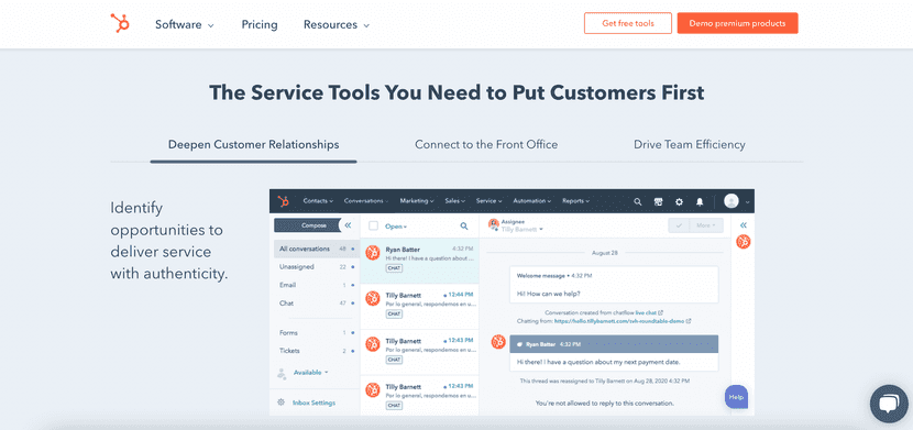 hubspot crm software for businesses invested in customer service