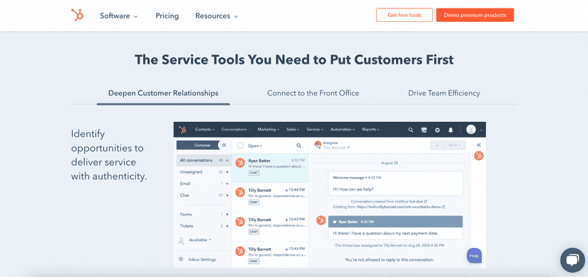 Interfaz de Hubspot, uno de los CRM más usados y populares del mundo.