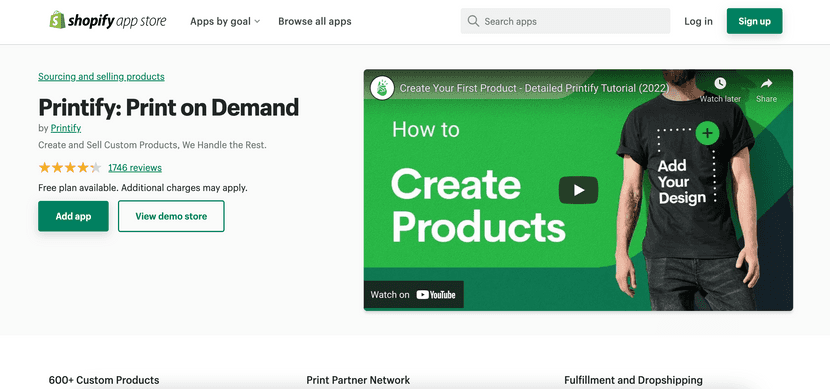 printify print on demand shopify app for product customization