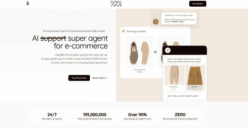 minami generative ai chatbot for eCommerce