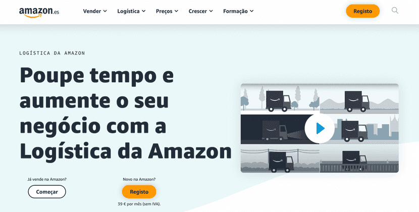 página de logística da amazon