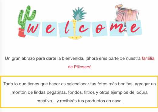 Email transaccional de bienvenida.