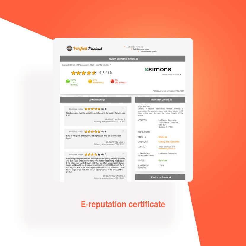 Grafika przedstawia moduł verified reviews pozwalająca na zamieszczanie opinii przez klientów sklepu online na PrestaShop oraz weryfikuje ich rzeetelność i wiarygodność