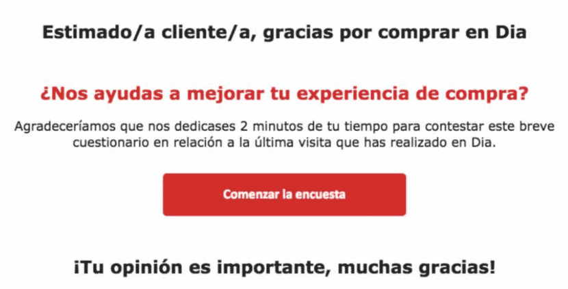 Email transaccional para solicitar feedback.