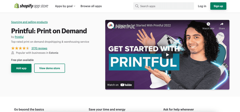 printful print on demand shopify app for product customization