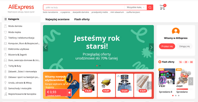 główna strona aliexpress