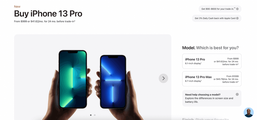 apple product page design is thought with the customer in mind