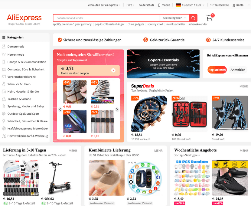 Aliexpress Deutschland Online Shop für Deutschland