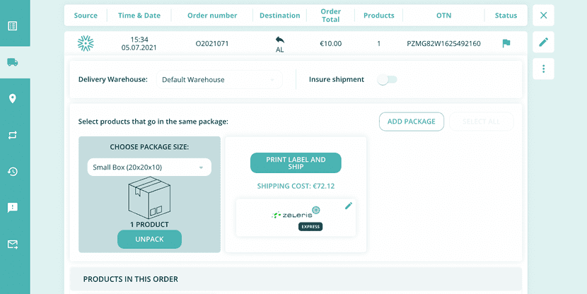 outvio feature to insure a shipment
