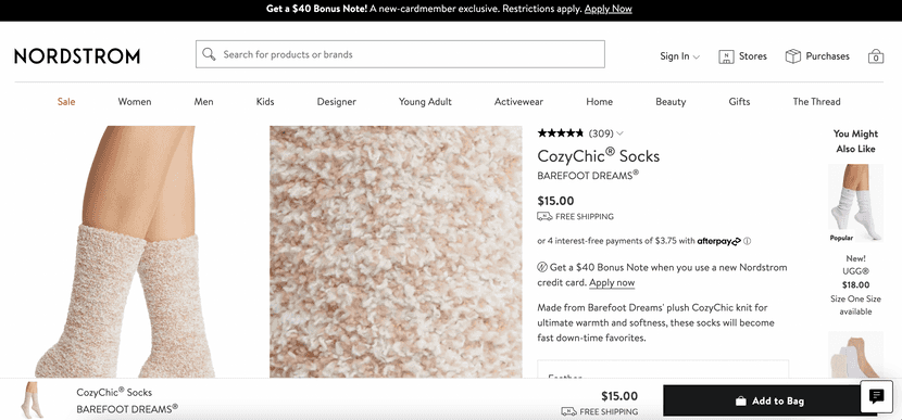 nordstrom's offers free shipping for certain products