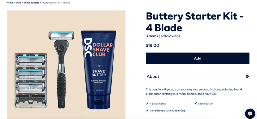 dollar shave club upselling example