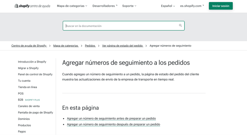 Sistema de seguimiento y trazabilidad de pedidos de Shopify.