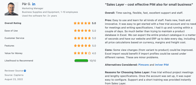 sales layer review