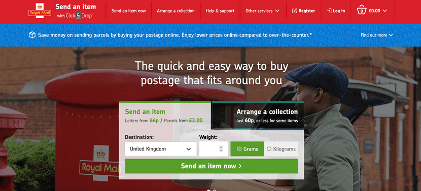 royal mail webpage