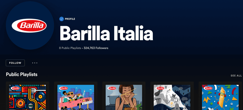 barilla listas de reprodução spotify