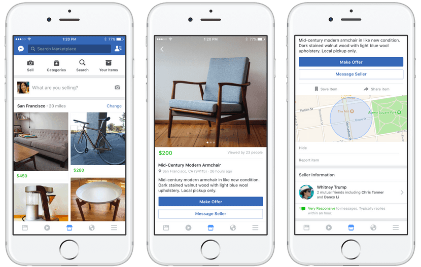 facebook marketplace w aplikacji Facebook